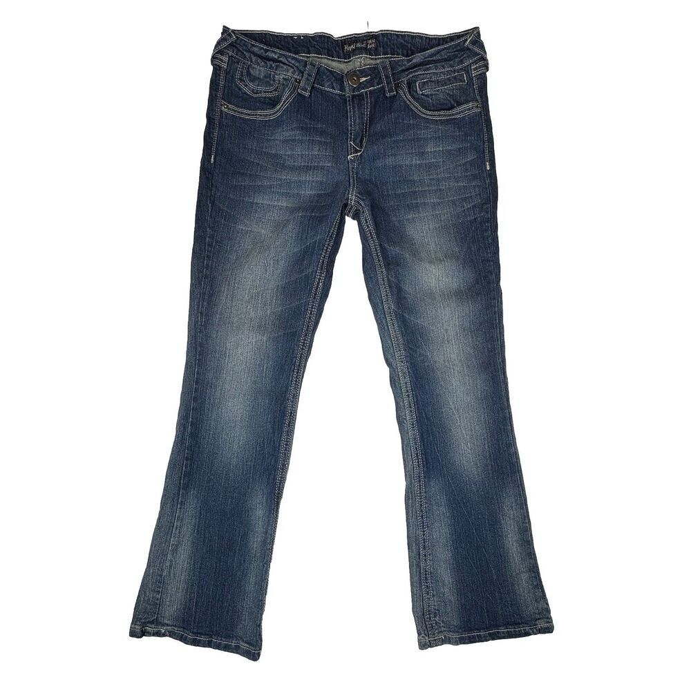 Royal Blue Womens Bootcut Jeans Low Rise Y2K Embroidered Size 13 Denim